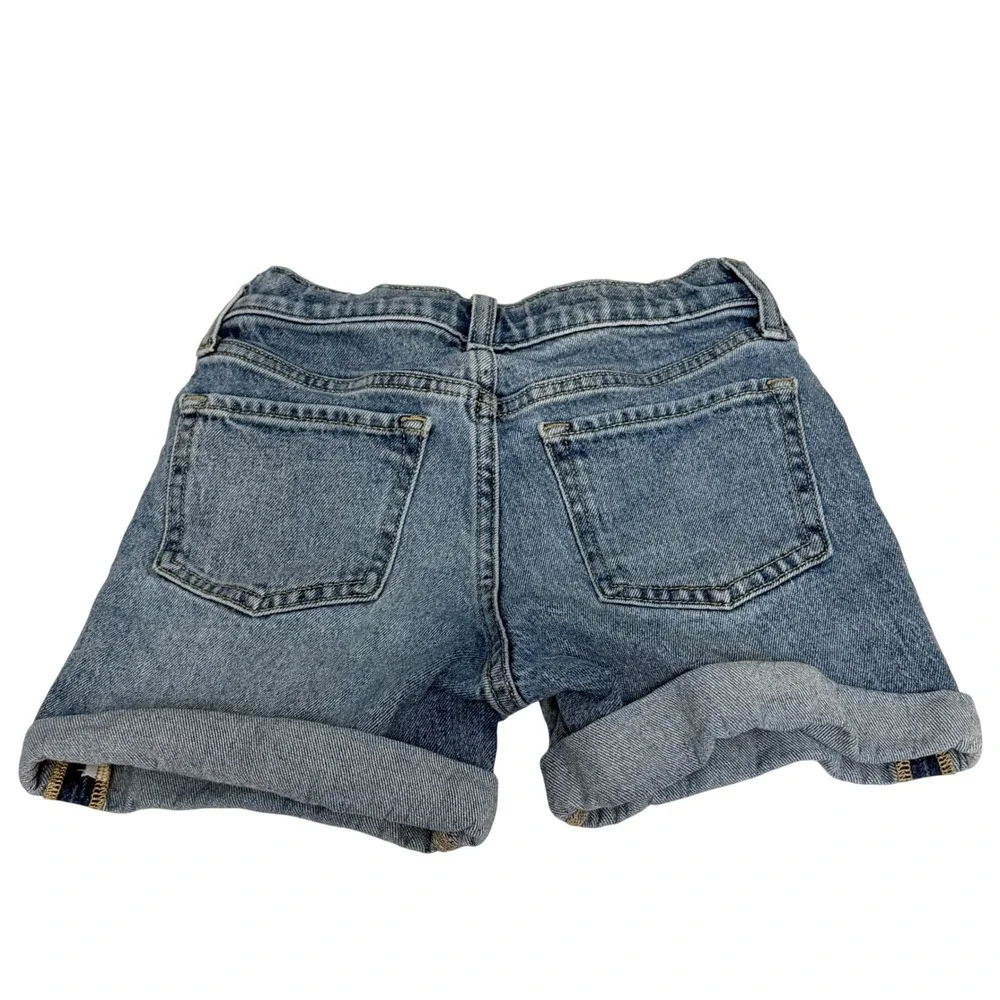 Old Navy Girls Size 10 High-Rise Built-In Tough Denim Shorts Lace Trim Blue